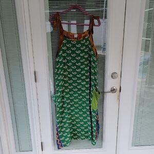 Kantha Cotton Tie-Shoulder Dress OS Can Be Reversed